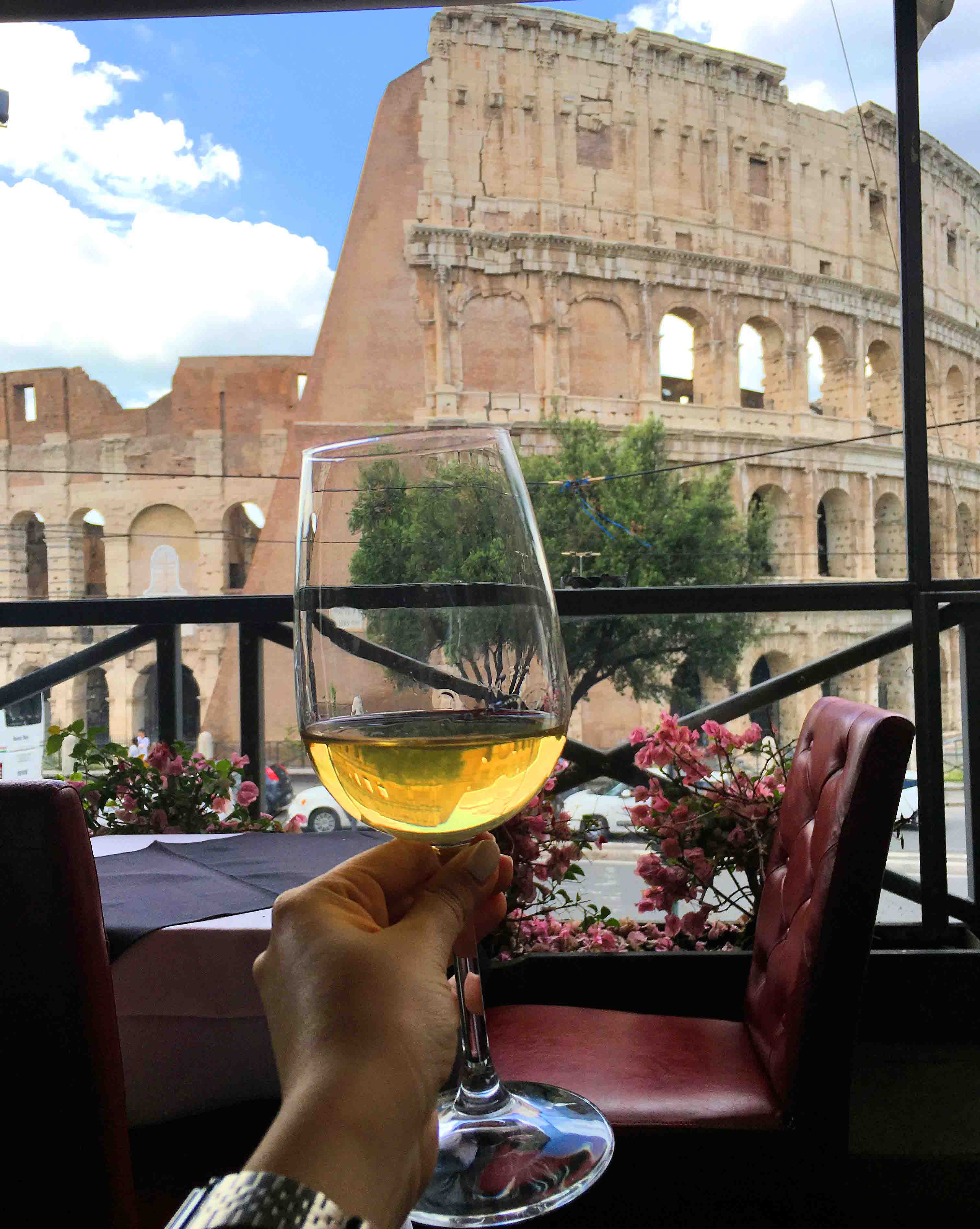 wine at colosseum