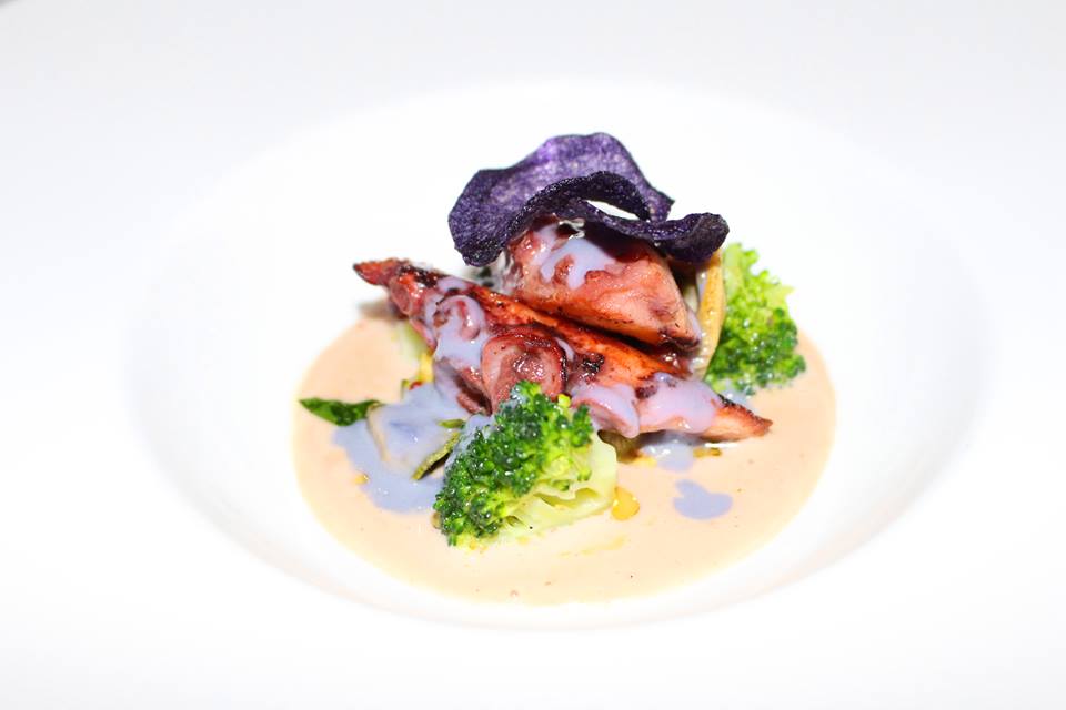 "OCTOPUS ROAST WITH ZUCCHINI, BROCCOLI AND TOPINAMBUR"